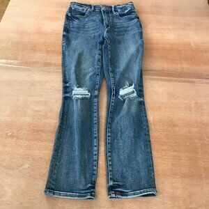 Good American Good Legs Stovepipe Jeans Women 4/27 Blue Distressed High Rise